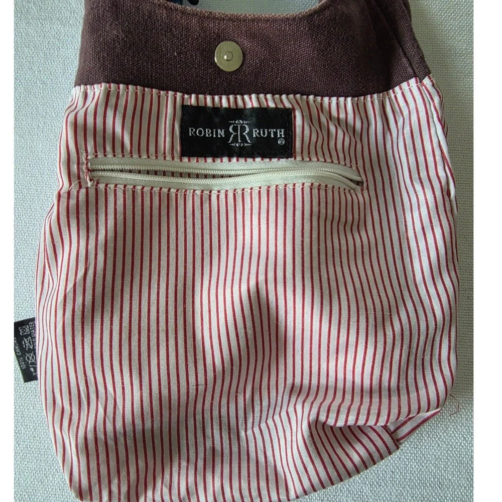 Robin Ruth Hobo London Graphics Small Bucket Bag Shoulder Purse Brown Turquoise